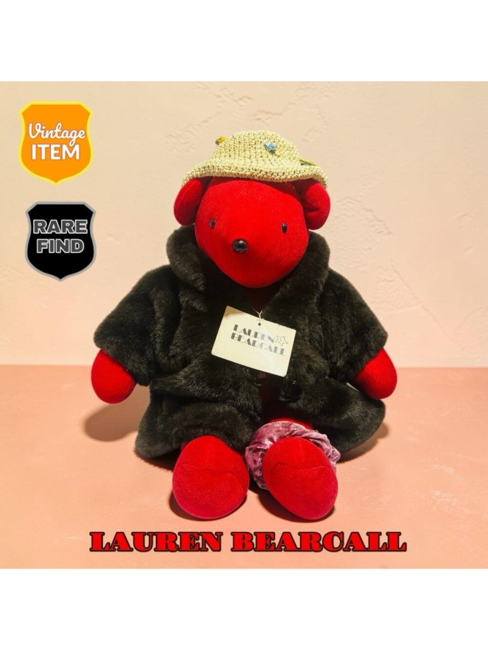 Vintage Lauren Bearcall, North American Bear Company 1983 with Replacement Hat.